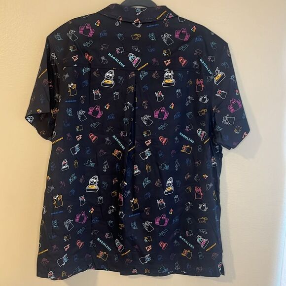 Men’s Short Sleeve Black Printed Button Down Shirt by Magnlens size Medium NWT - Picture 8 of 11